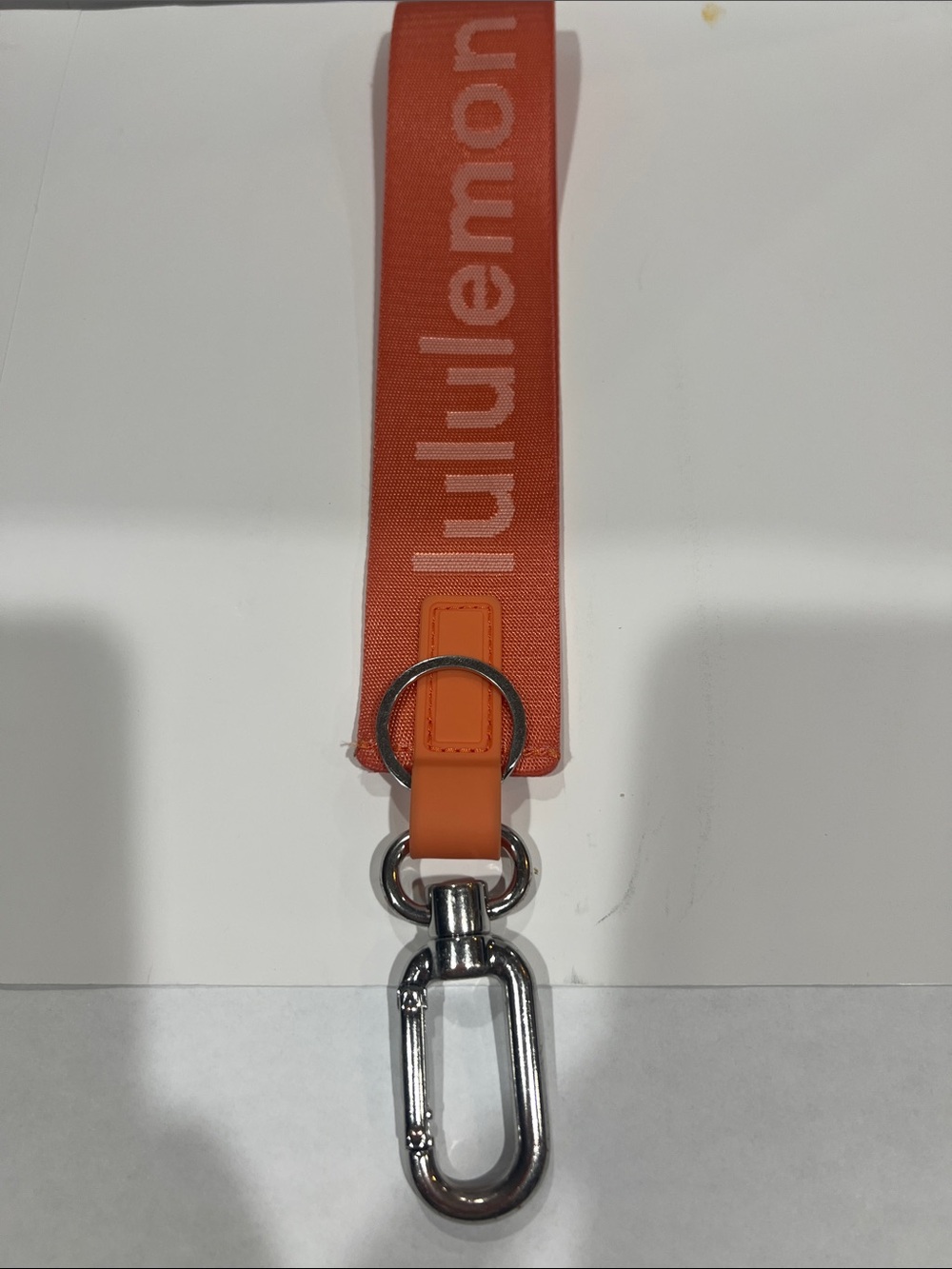 lululemon athletica Coral Orange Wrist Lanyard with Metal Clip